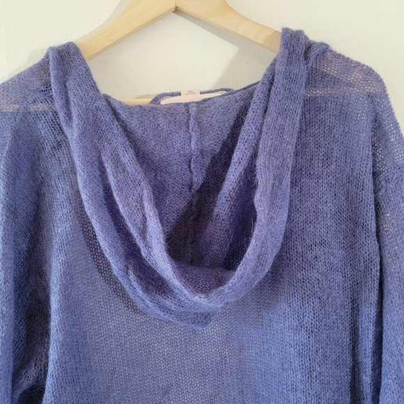 Victoria's Secret Blue Mohair Open Front Hooded Cardigan M/L Breathable Casual - Picture 7 of 10